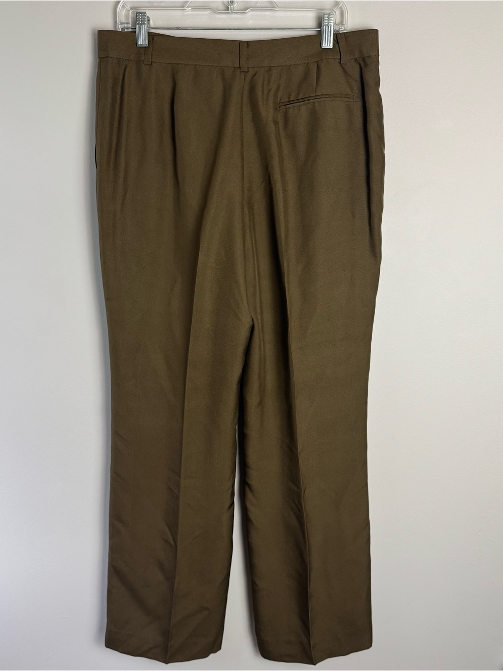 Lauren Ralph Lauren 100% Sill Women's Straight Leg Pants in Olive Brown Size 12 - Picture 6 of 9